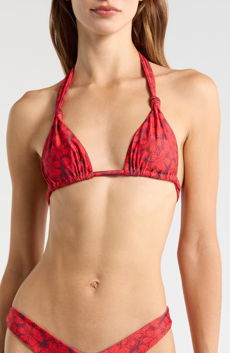 Kulani Kinis Knotted Halter Bikini Top, Main, color, Sassy Sangria