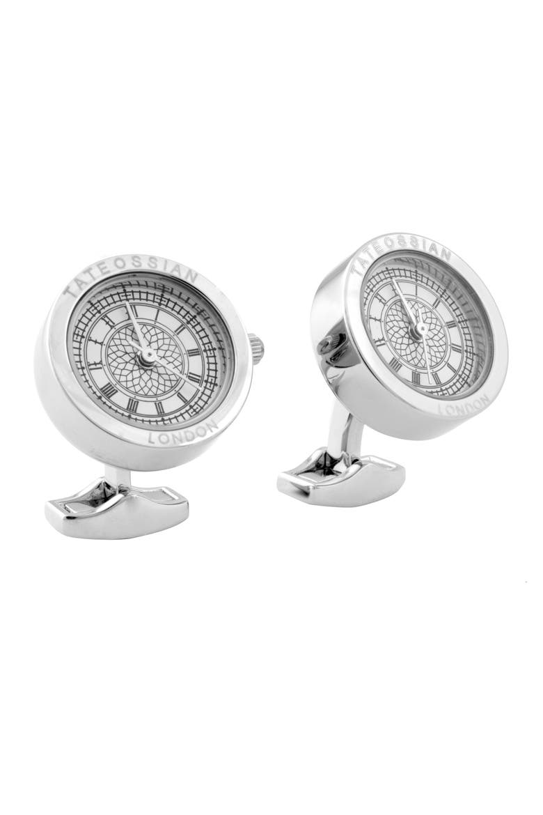 'Big Ben' Cuff Links, Main, color, SILVER