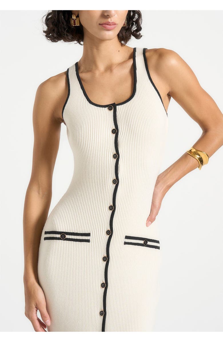 Manière De Voir Daphne Rib Knit Contrast Midaxi Dress, Alternate, color, Cream/Black