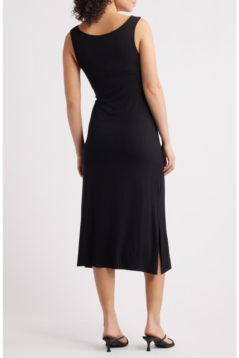 Side Tie Sleeveless Midi Dress, Alternate, color, BLACK