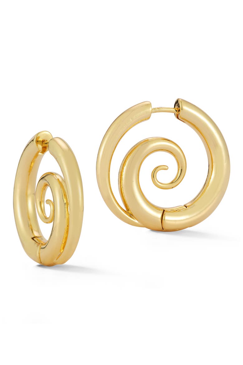 Swirl Hoop Earrings, Main, color, GOLD