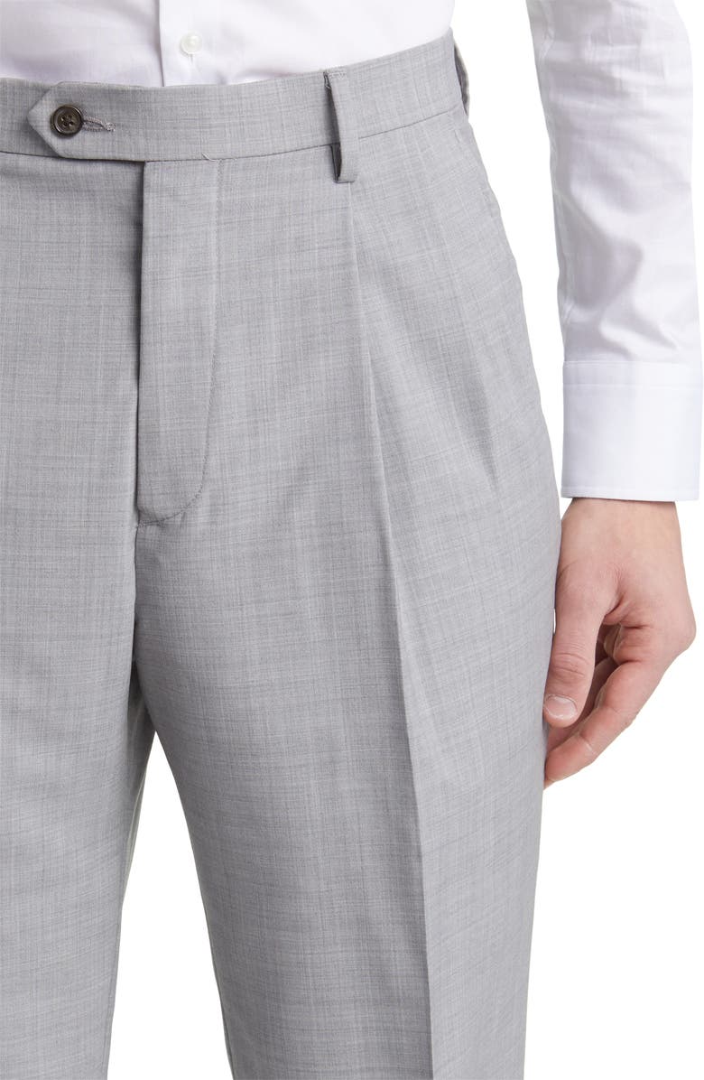 Berle Pleated Tropical Weight Wool Dress Pants, Alternate, color, Light Grey