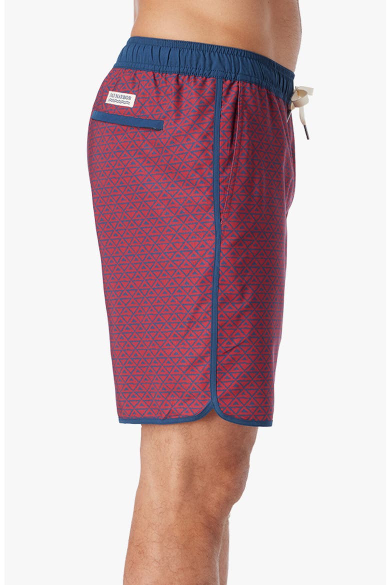 The Anchor Swim Trunks, Alternate, color, NAUTICAL RED WAVY GEO