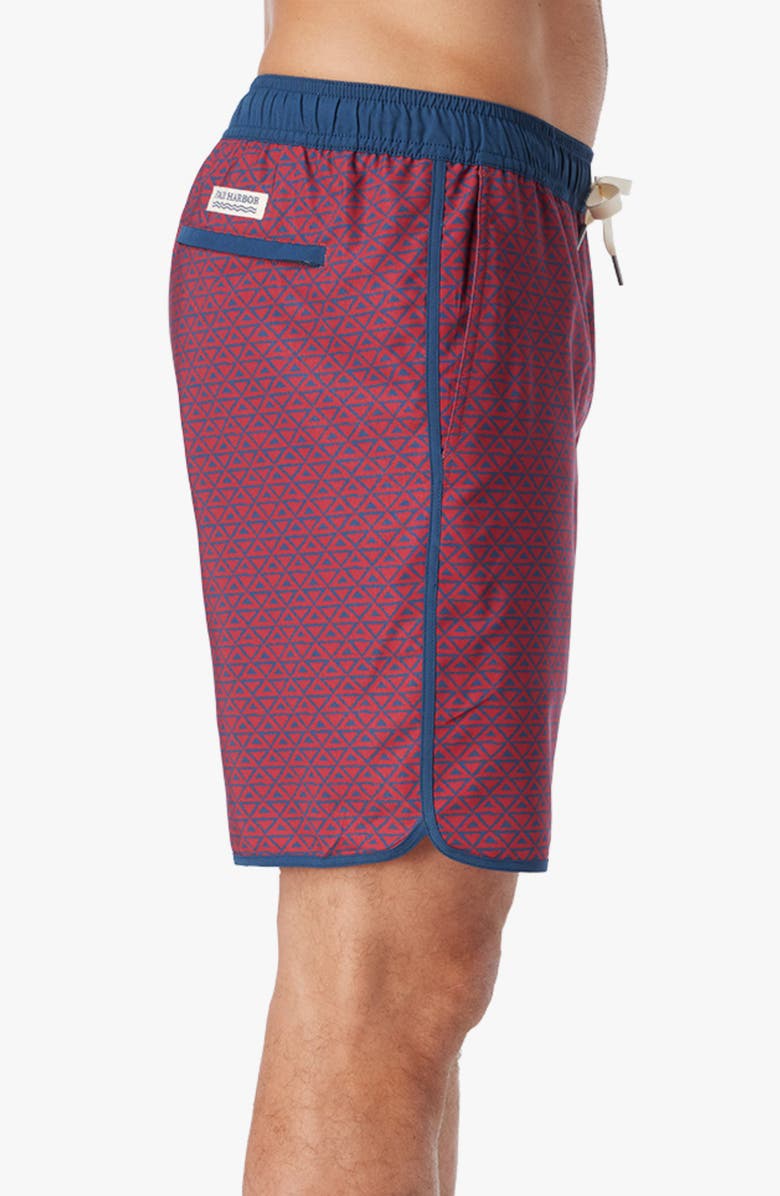 Fair Harbor The Anchor Swim Trunks, Alternate, color, Nautical Red Wavy Geo
