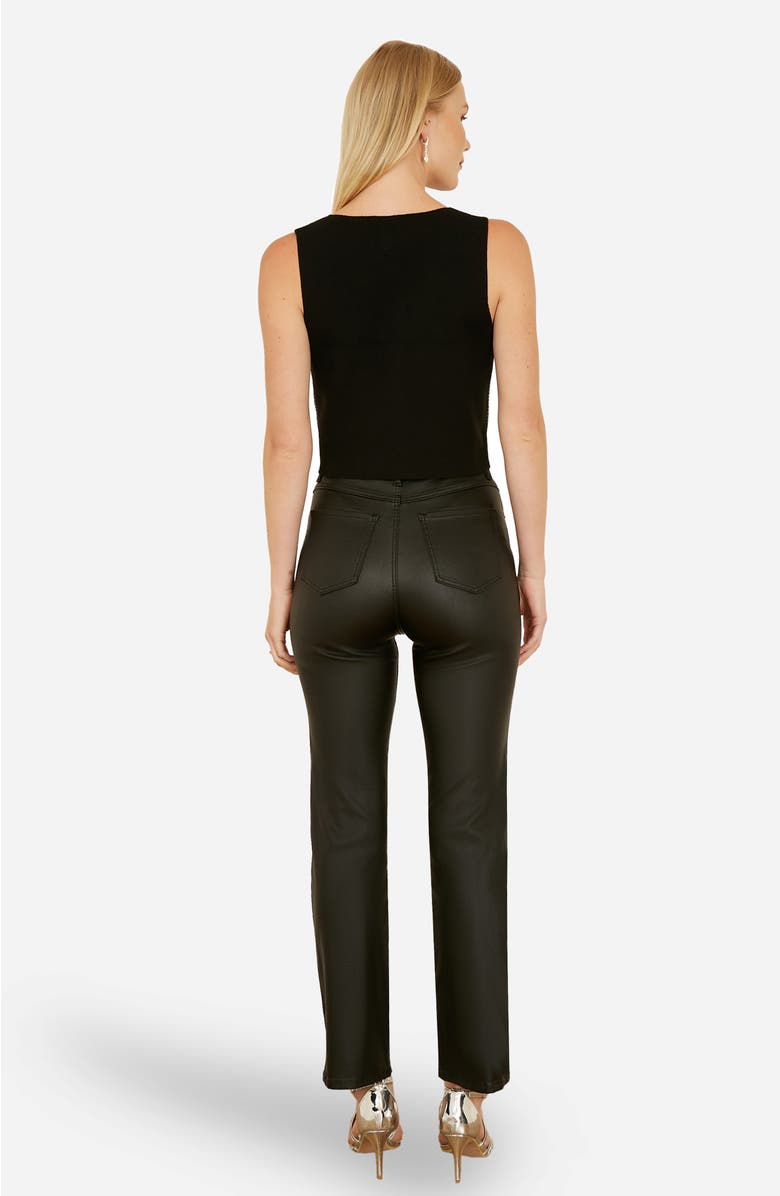 Yumi Sleeveless V-Neck Sequin Waistcoat Top, Alternate, color, Black