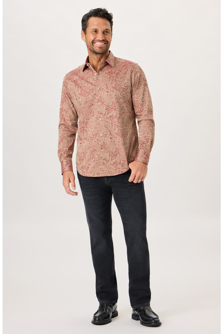 Hudson Paisley Stretch Shirt, Alternate, color, GARNET