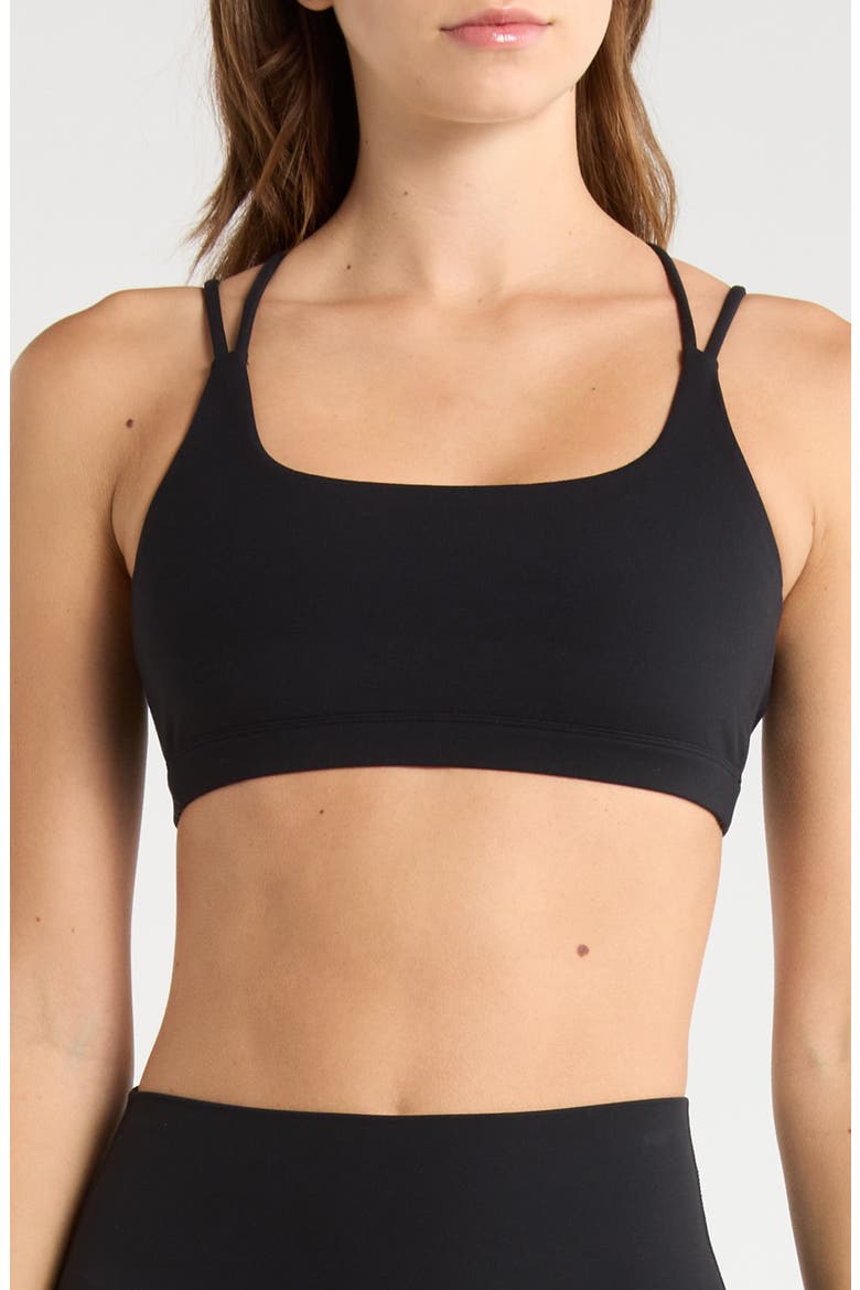 Cloud Strappy Sports Bra, Main, color, BLACK
