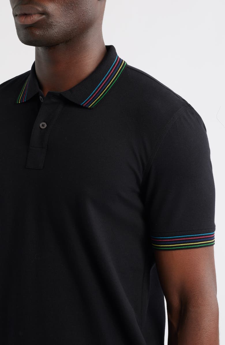 PS Paul Smith Tipped Stretch Cotton Polo, Alternate, color, Black