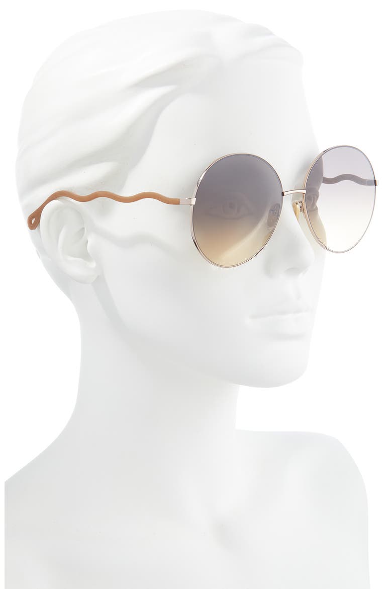 62mm Round Sunglasses, Alternate, color, BEIGE