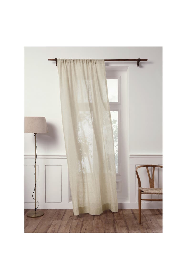 Linen Sheer Curtain with Rod Pocket  - 1 Panel., Main, color, Light Natural