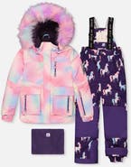 Deux par Deux Play Multicolored Jacket & Unicorn Pants Two Piece Snowsuit