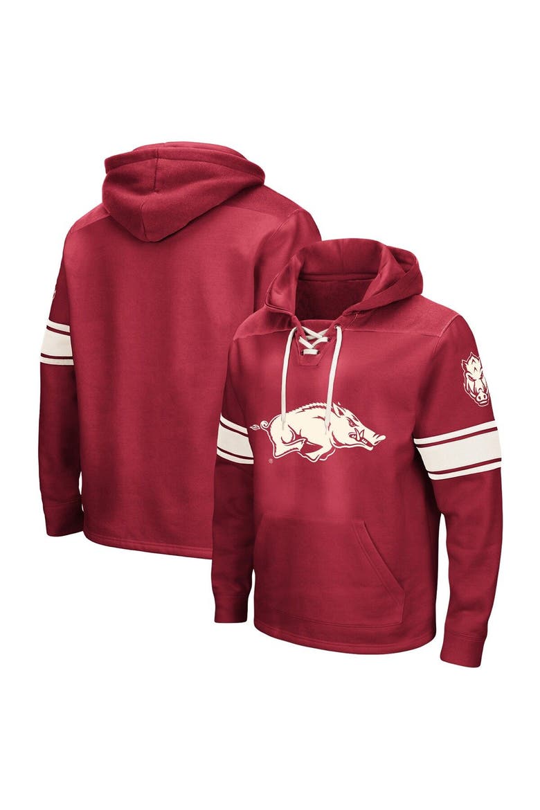 Men's Colosseum Cardinal Arkansas Razorbacks Big & Tall Hockey Lace-Up Pullover Hoodie, Main, color, Cardinal