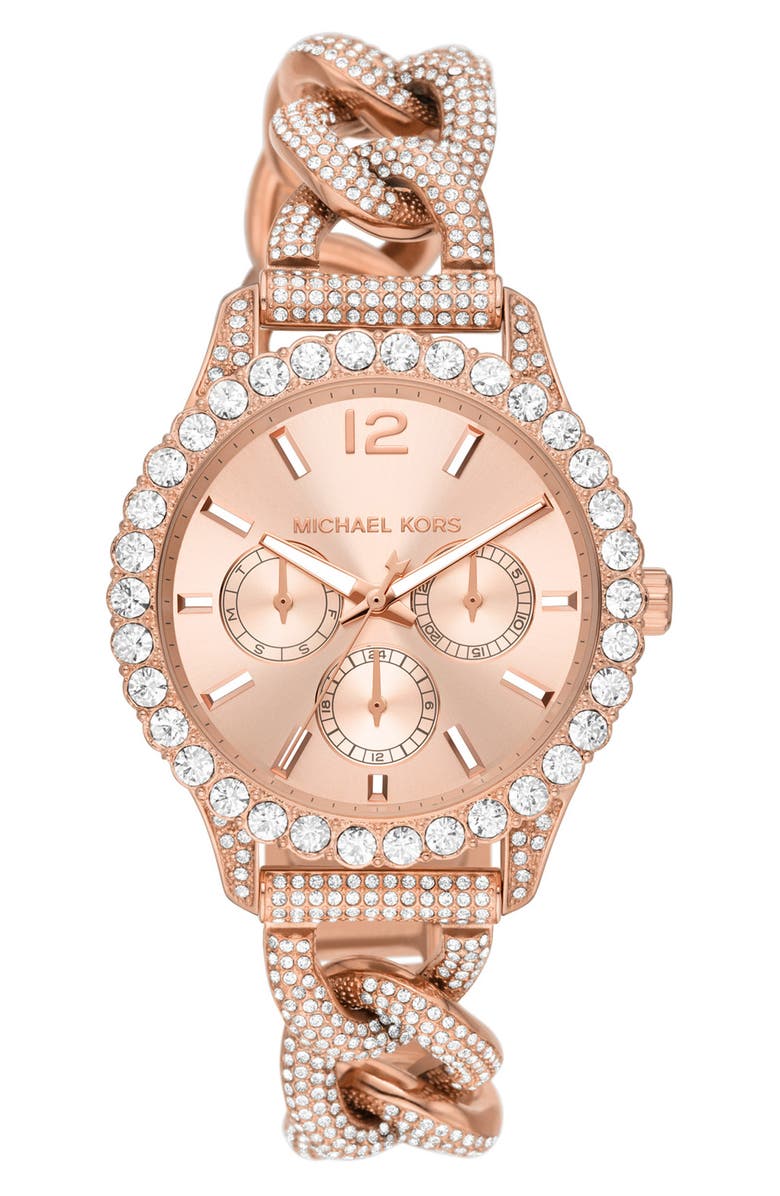 Michael Kors Layton Pavé Chronograph Bracelet Watch, 39mm, Main, color, Rose Gold