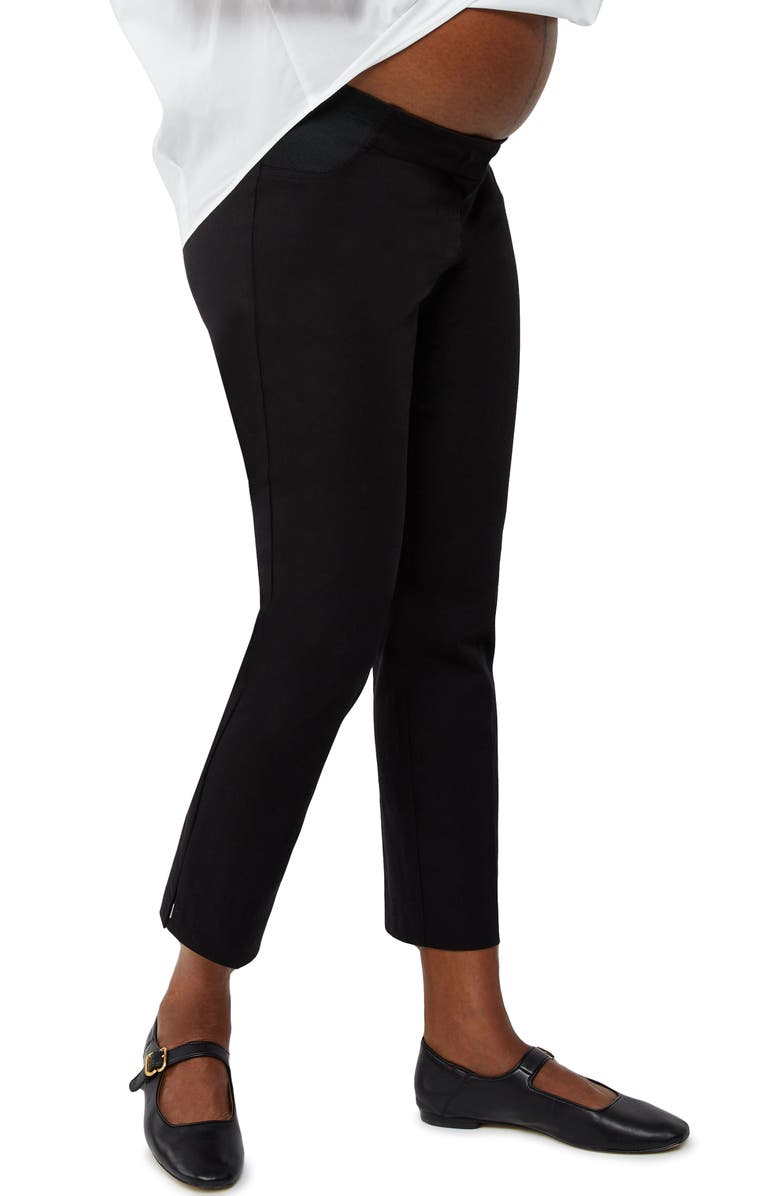 A PEA IN THE POD Curie Maternity Side Panel Slim Cotton Blend Ankle Trousers, Alternate, color, 