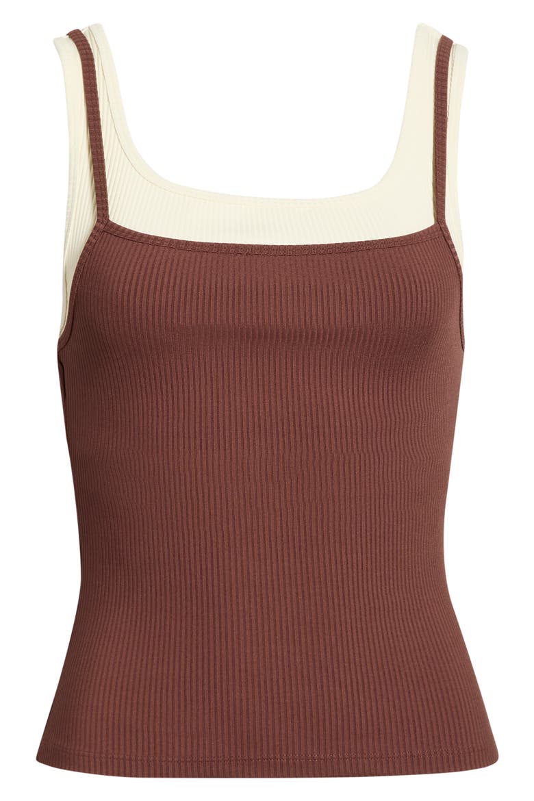 Ribbed Layered Tank, Alternate, color, CHOCOLATE/ SHELL