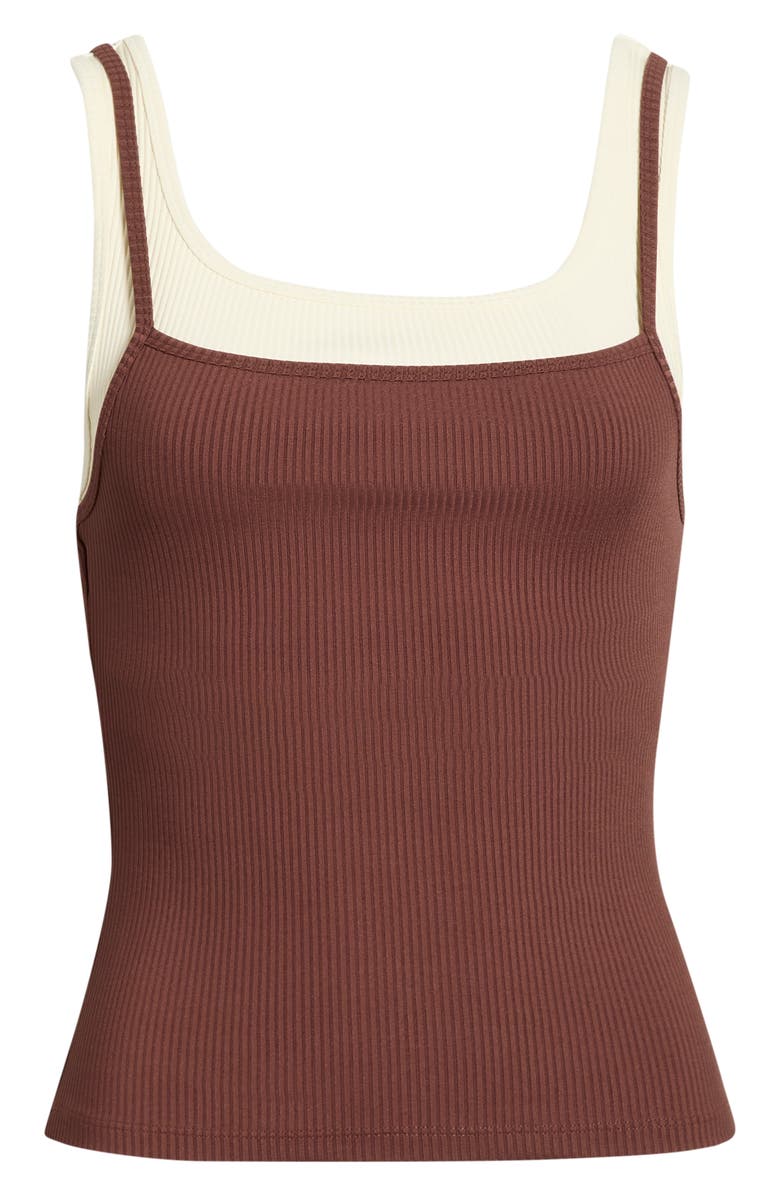 Year of Ours Ribbed Layered Tank, Alternate, color, Chocolate/ Shell