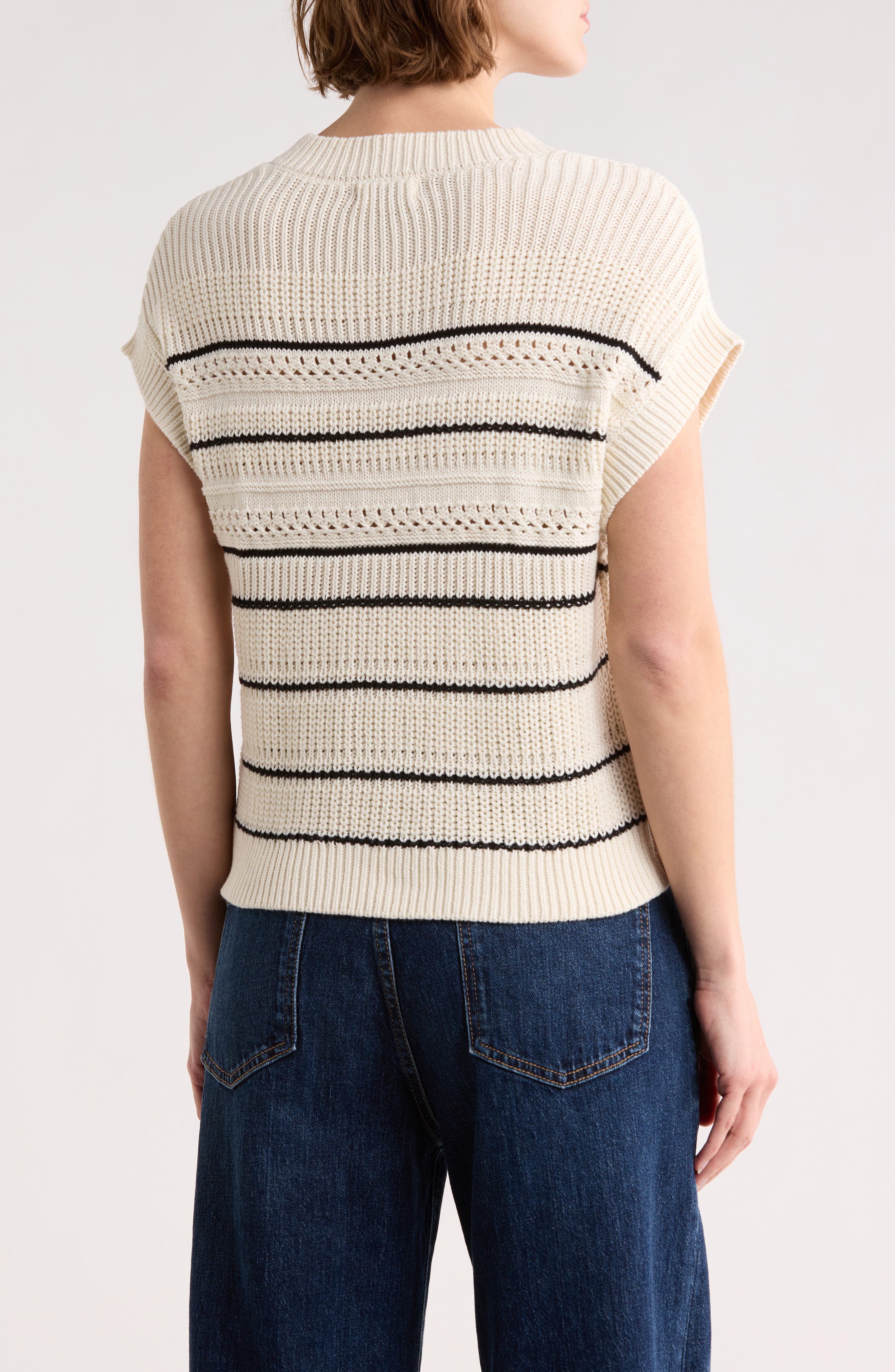 Stripe Knit Button Front Top - image 4