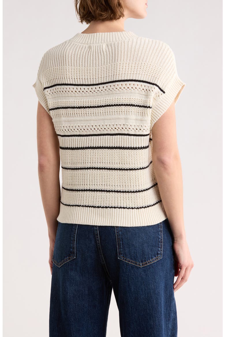 Stripe Knit Button Front Top, Alternate, color, CREAM