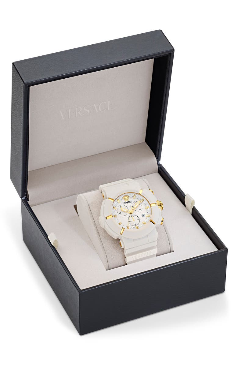 Versace Real Active Chronograph Bracelet Watch, 45mm, Alternate, color, White Ecoceramic