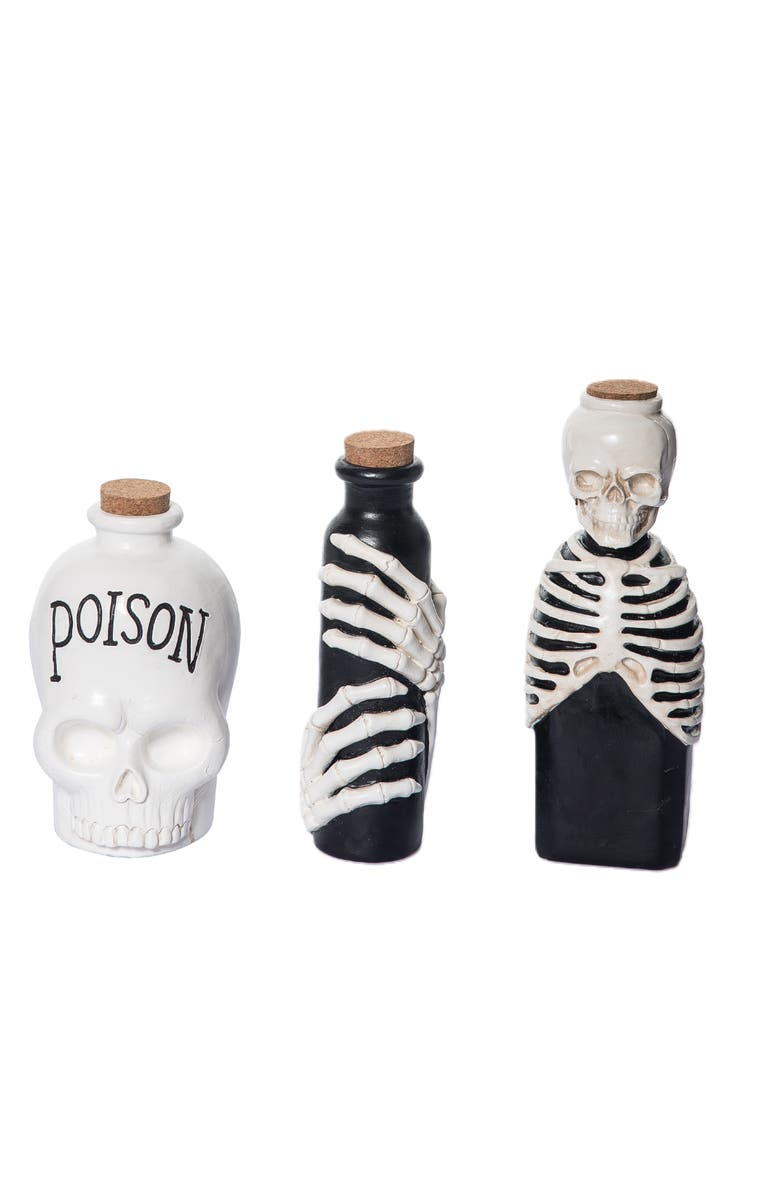 Transpac Halloween Skeleton Potion Bottle Set of 3 - Decorative Accents, Main, color, Multi