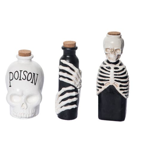 Halloween Skeleton Potion Bottle Set of 3 - Decorative Accents