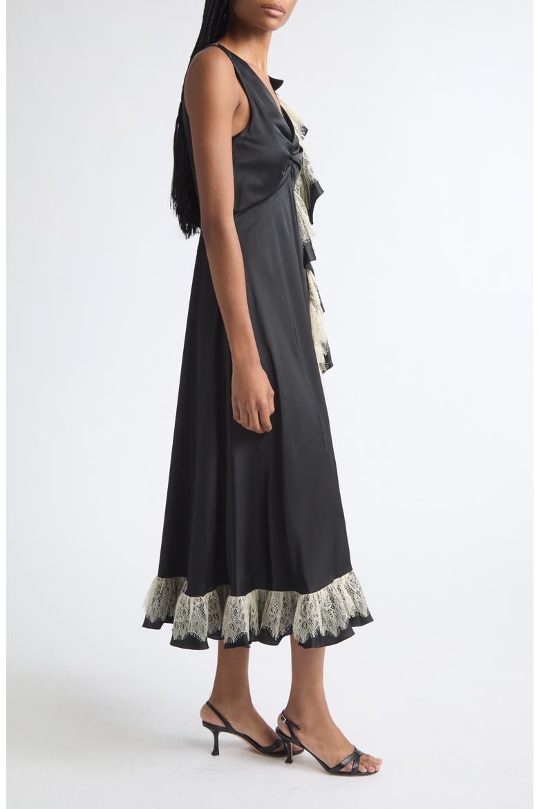 Esme Satin Midi Dress, Alternate, color, BLACK/GARDENIA