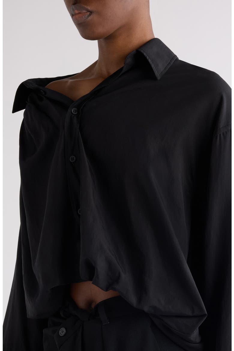 One-Shoulder Button-Up Shirt, Alternate, color, 1000 BLACK
