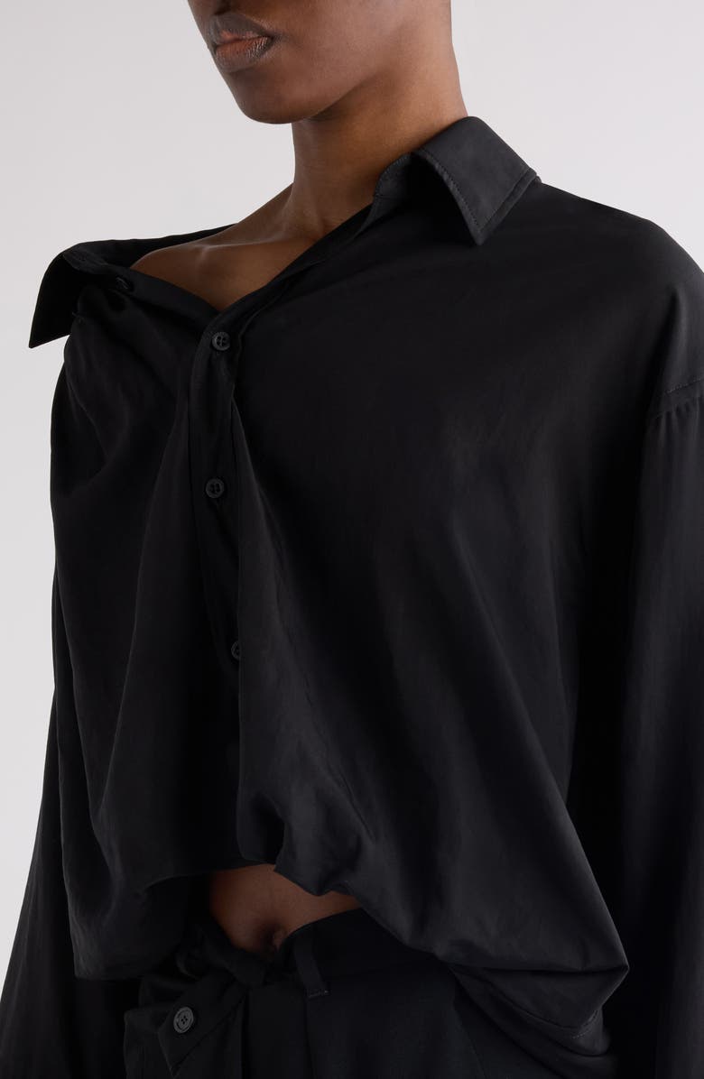 Balenciaga One-Shoulder Button-Up Shirt, Alternate, color, 1000 Black