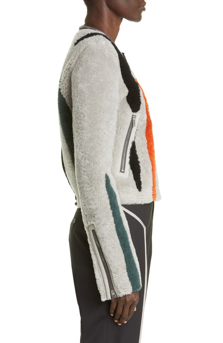 Rick Owens Stripe Genuine Shearling Jacket, Alternate, color, 