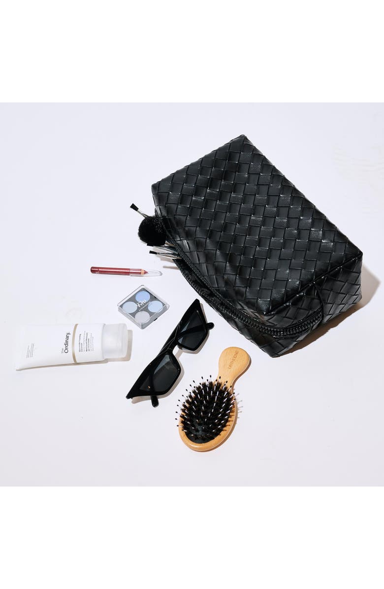 URBAN EXPRESSIONS HANDBAGS Weave & Wander Cosmetic & Travel Organizer Pouch, Main, color, Black