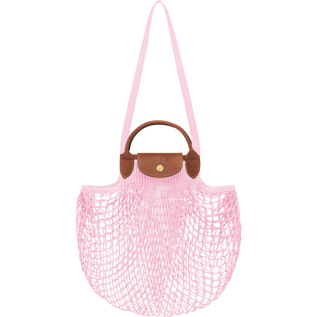 Longchamp Filet Cotton Net Shoulder Tote Bag In Pink