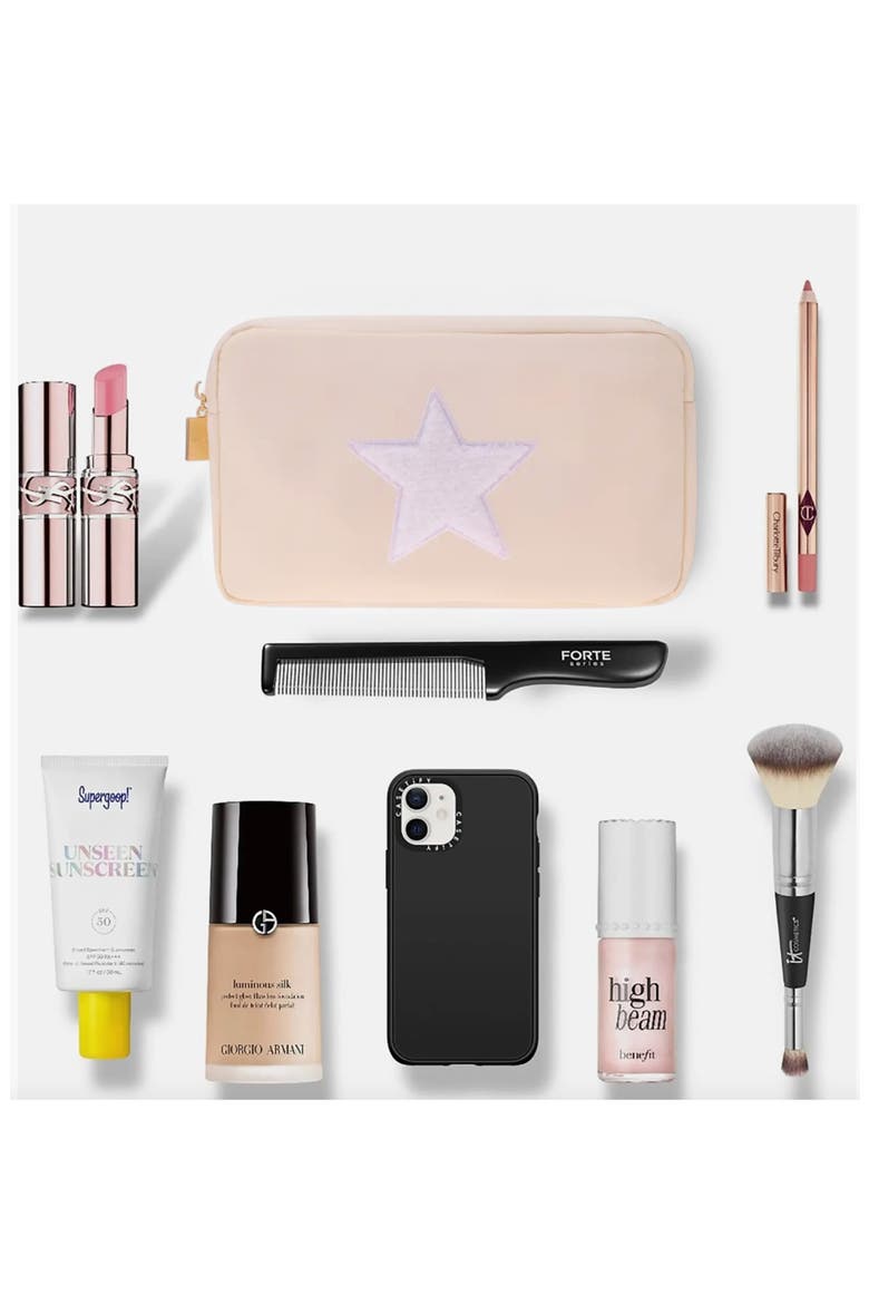 Medium Star Cosmetics Bag, Alternate, color, CREAM