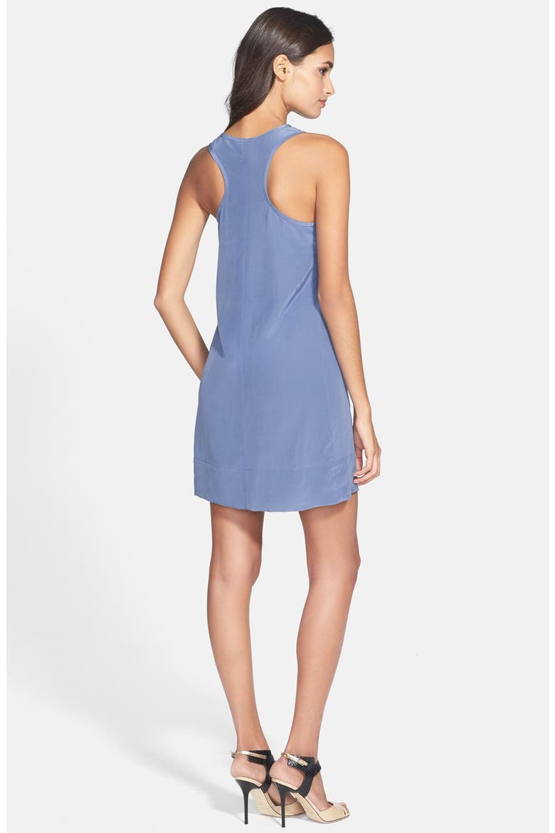 'Peri B' U-Neck Racerback Silk Dress, Alternate, color, SEA BLUE