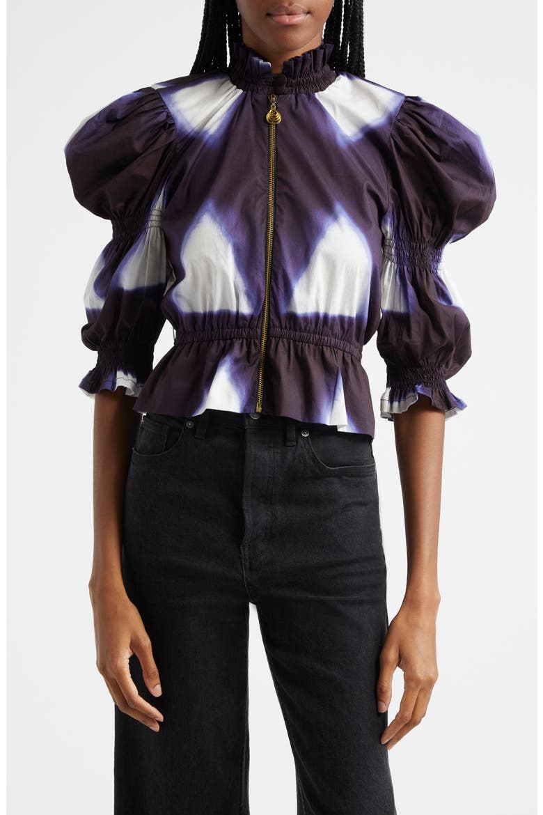 Oreola Peplum Top, Main, color, INDIGO BLUE, WHITE