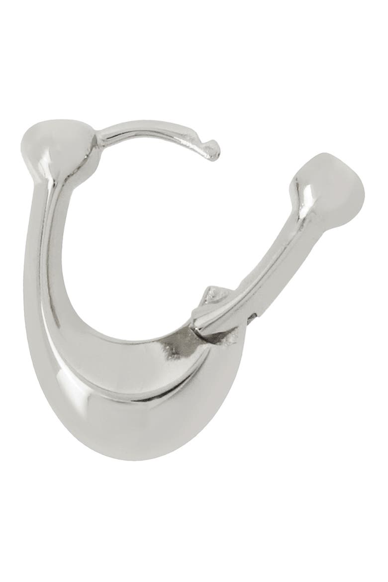 C Huggie Hoop Earrings, Alternate, color, RHODIUM