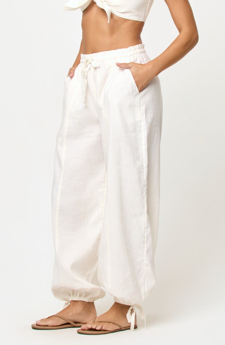 LSPACE Ellis Wide Leg Linen & Cotton Cover-Up Pants, Alternate, color, Cream