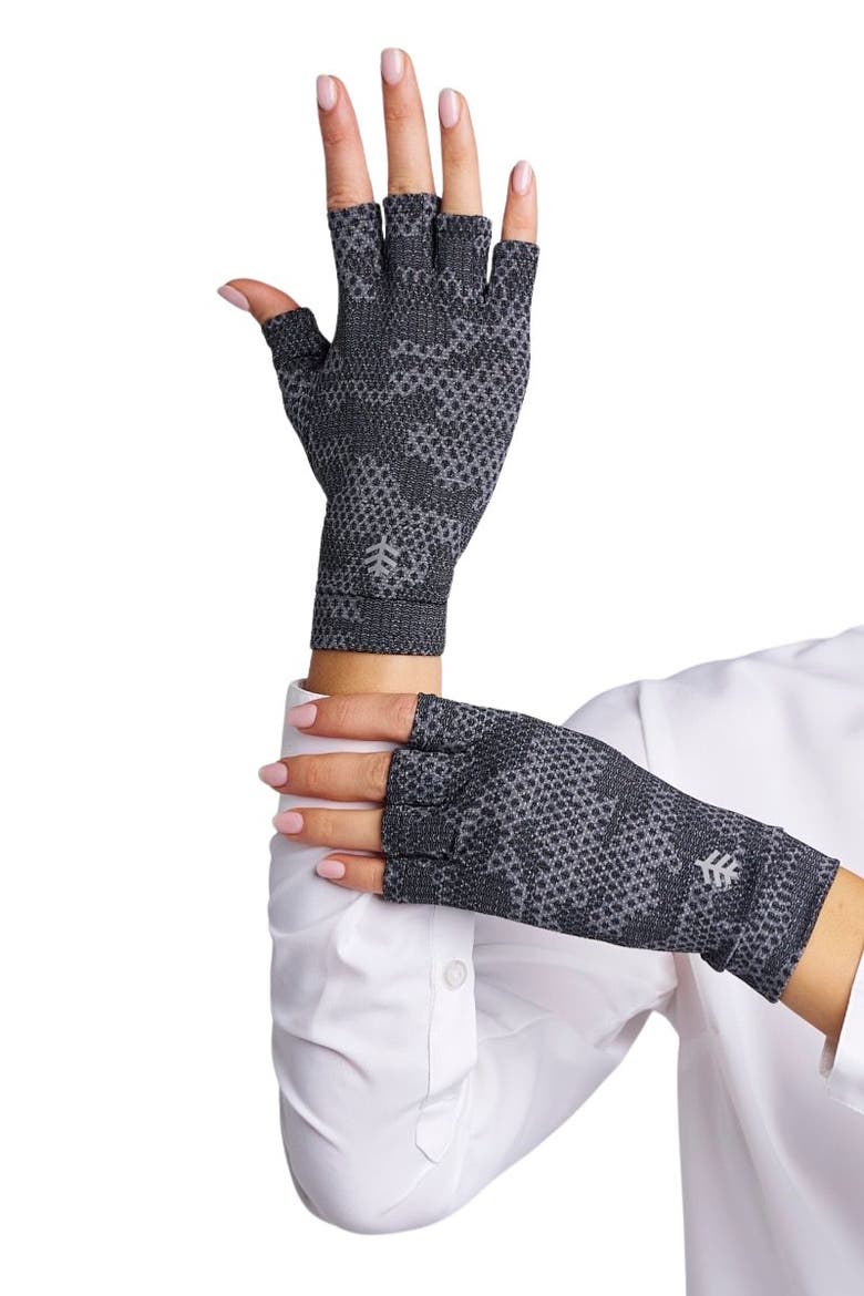 Ouray Fingerless UV Sun Gloves, UPF 50+ Sun Protection, Main, color, Charcoal Coolibar Camo