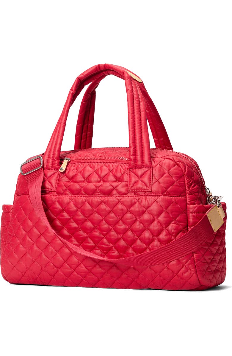 MZ Wallace Jimmy Deluxe Quilted Nylon Duffle Bag, Alternate, color, Apple