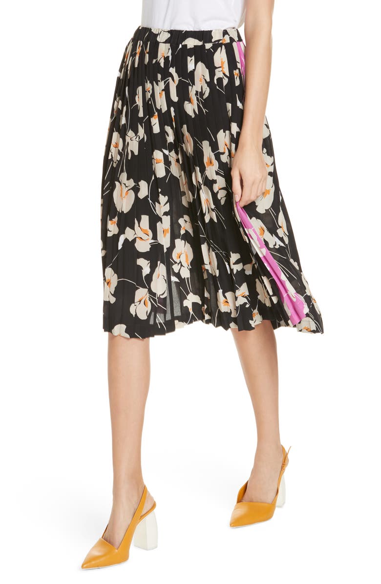 N°21 Nº21 Contrast Panel Floral Print Silk Skirt, Alternate, color, 