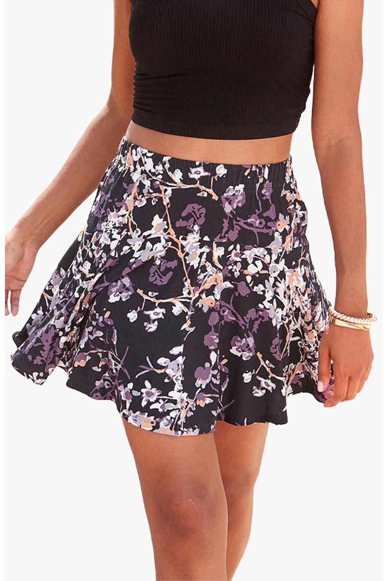Women's Floral Print Skort, Main, color, Black Multi