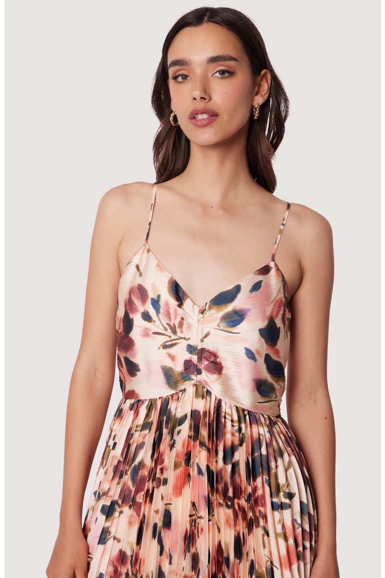 Thea Floral Print Pleated Midi Dress, Alternate, color, CREAM FLORAL MULTI
