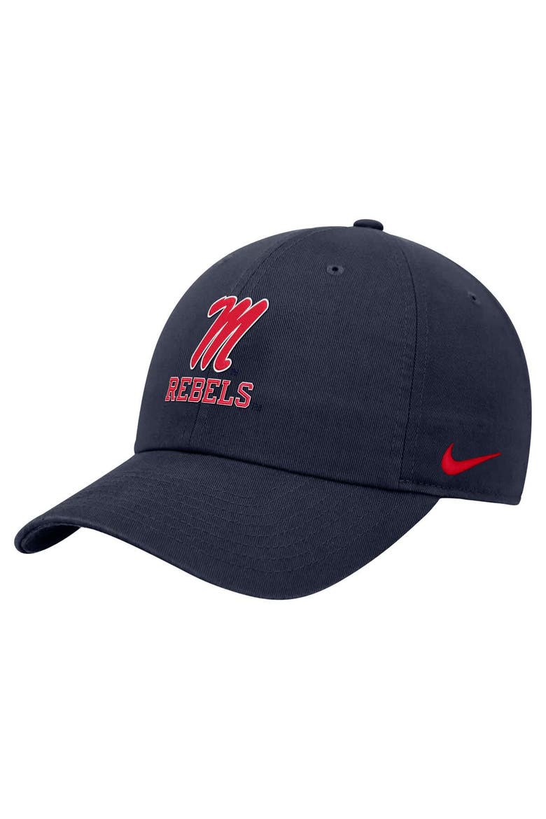 Men's Nike Navy Ole Miss Rebels Club Adjustable Hat, Main, color, Navy