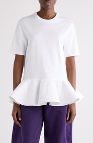 Alaïa Crino Cotton Jersey Peplum T-Shirt