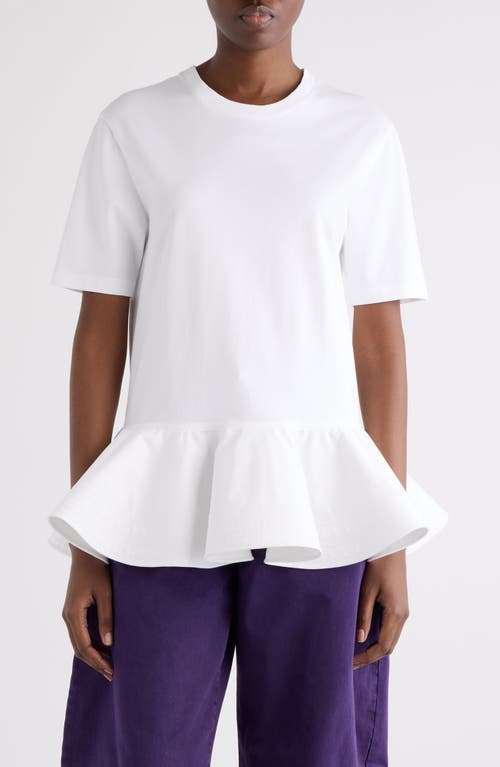 Alaïa Crino Cotton Jersey Peplum T-Shirt in Blanc at Nordstrom, Size 36