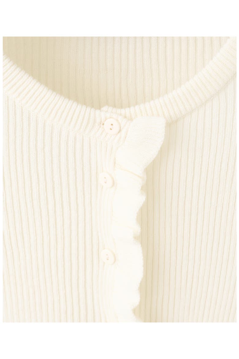 Ruffle Trim Rib Cardigan, Alternate, color, ECRU