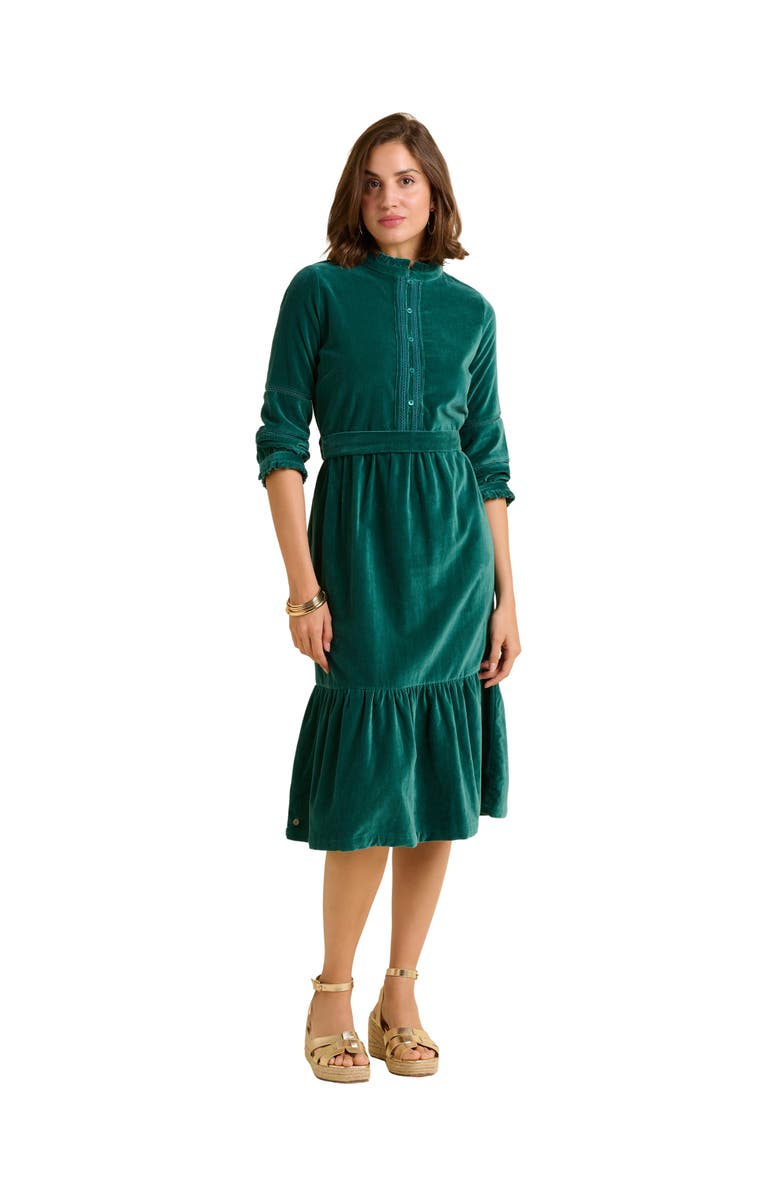 Brakeburn Starry 3/4 Sleeve High Neck Midi Dress, Main, color, Turquoise