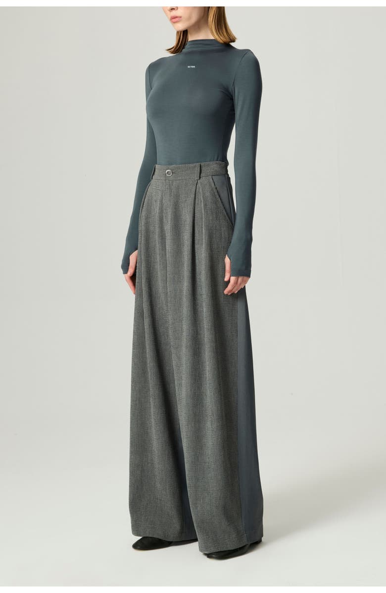 Nocturne Long-Sleeve Mock-Neck Jersey Bodysuit, Alternate, color, Petrol Green