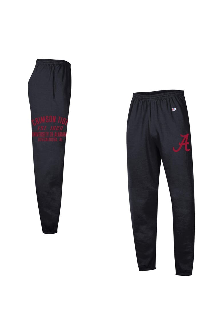 Men's Champion  Black Alabama Crimson Tide Powerblend Banded Fleece Sweatpants, Main, color, Black