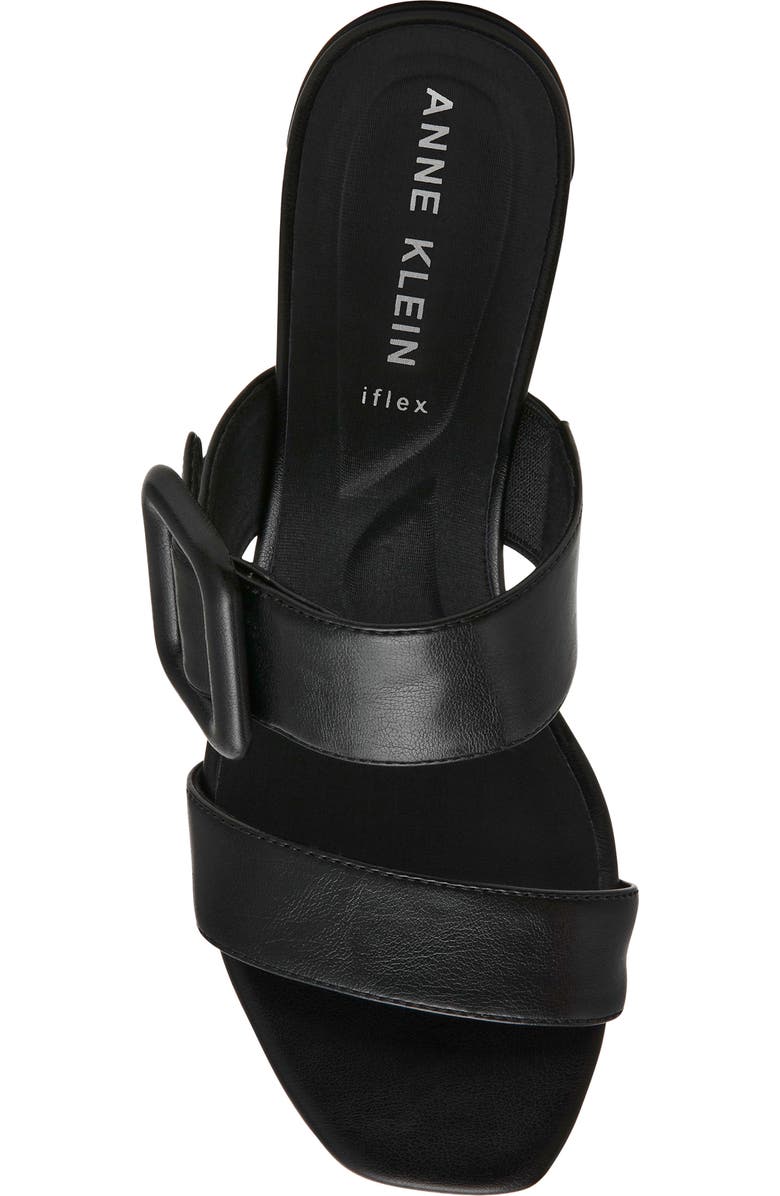 Anne Klein Narita Buckle Strap Block Heel Sandal, Alternate, color, Black Smooth