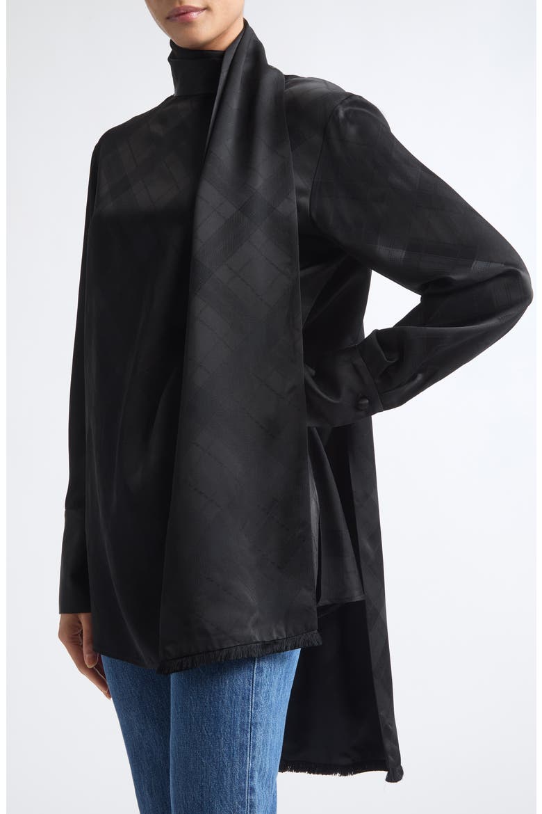 The Luss Scarf Neck Tartan Jacquard Shirt, Alternate, color, BLACK TARTAN